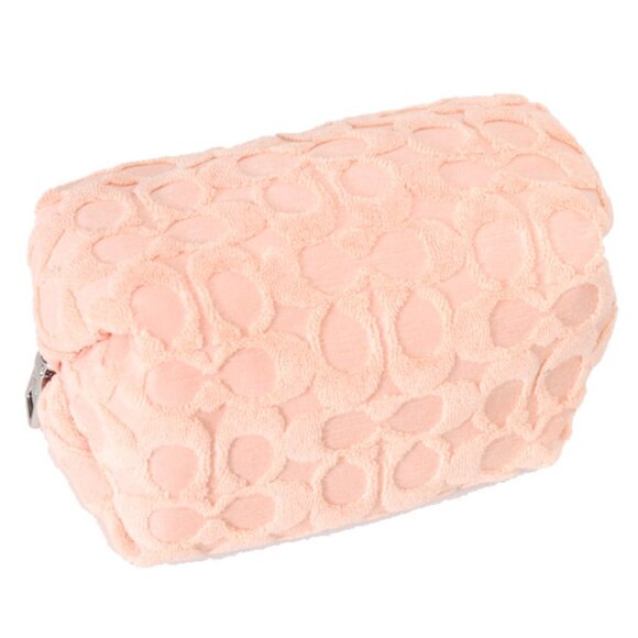 - NWT Coach Signature CU178 Terrycloth Zippered Cosmetic Case Faded Blush - Picture 1 of 2